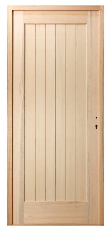 214977 - Porte extérieure méranti  - Droite - Pleine - Serrure 1 point - 2110 x 880 mm (baie 2160 x 945 mm) (de stock)